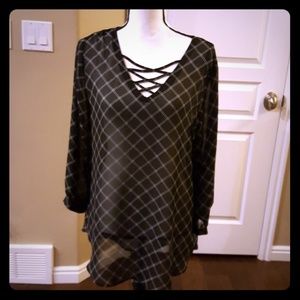 Black and white sheer top